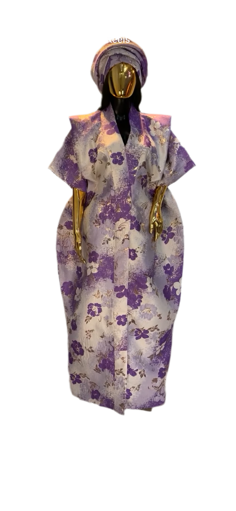 Purple Floral African Arewa Damask Bubu Boubou Elegant Event Dress