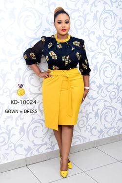 Mustard & Floral Formal Turkey Dress