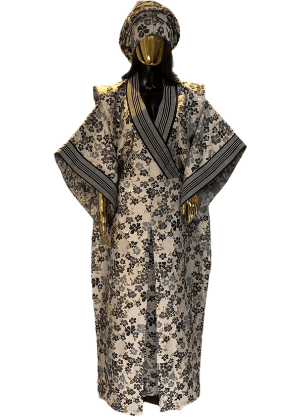 Black Floral African Damask Bubu Boubou Elegant Event Dress