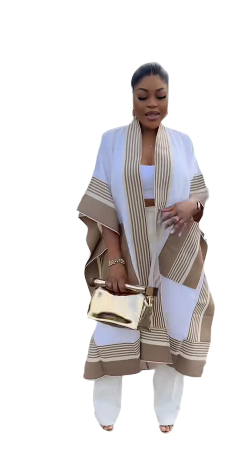 Umunde White Free Size Kimono & Trousers