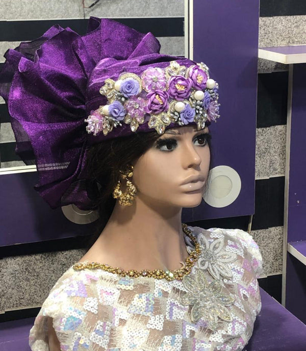 Purple ready to wear head piece