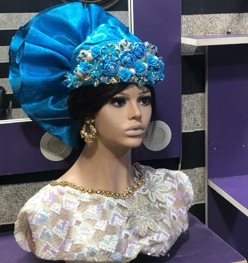 Blue ready to wear head piece