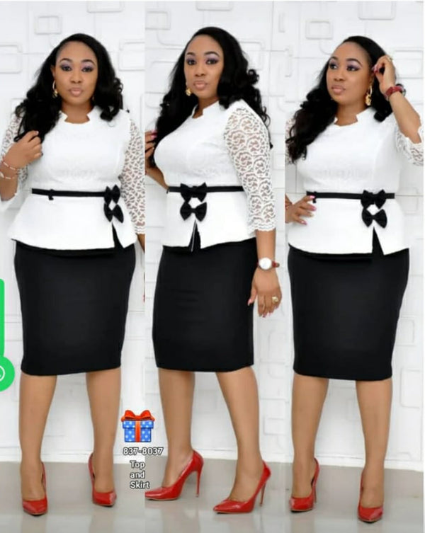 White & Black Formal Ladies Turkey Suit