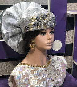 Silver ready to wear head piece