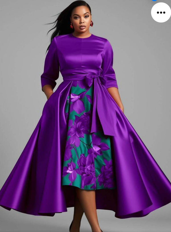 Purple Flared Elegant Gown for Special Event Ceremony Gala