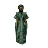 Luxury Textured Kaftan Dresses with Matching Headwrap – Green & Multicolor Options for Elegant Occasions